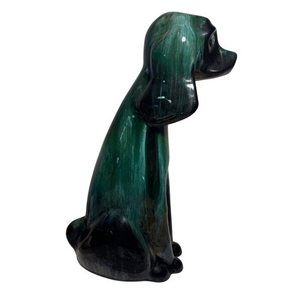 Blue Mountain Pottery Dog Figure 13.5" Green Black Drip Pet Lovers Canada - Picture 1 of 12